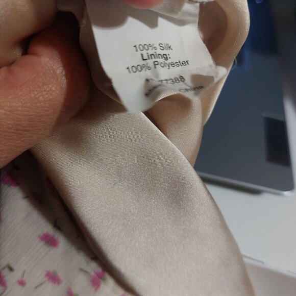 J.Crew A-line Dress Women's 2 Ivory Floral 100% Silk Short Sleeve Mini Cottage - Picture 13 of 14